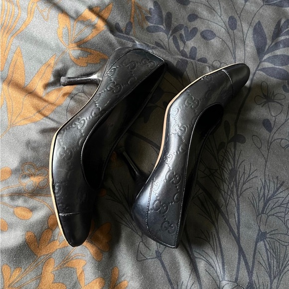 Authentic Monogrammed Gucci Kitten Heels | 5B | Black main image 1